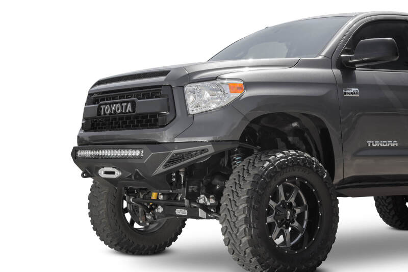Toyota Tundra Bumper - Front - Addictive Desert Designs - Stealth Fighter w/ Winch Mount & Sensors - Hammer Black, Satin Black - `14-`27
